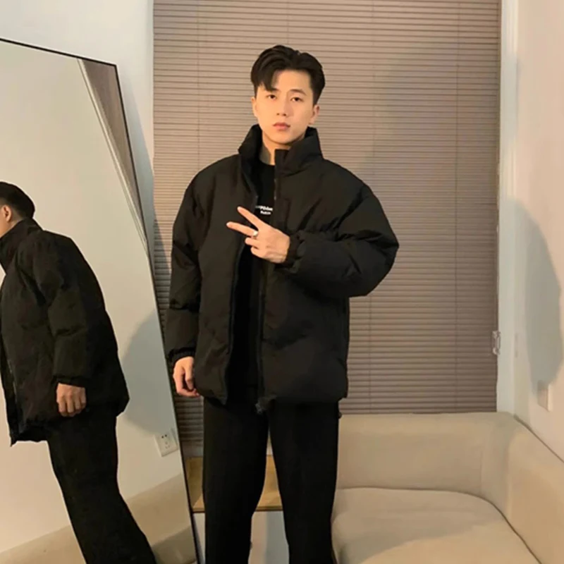 

Bla Lightweight Thiened Winter down Cotton Jaet Men's Sle Trendy Warmth Cotton Coat Outerwear Youth Faion Winter Coat