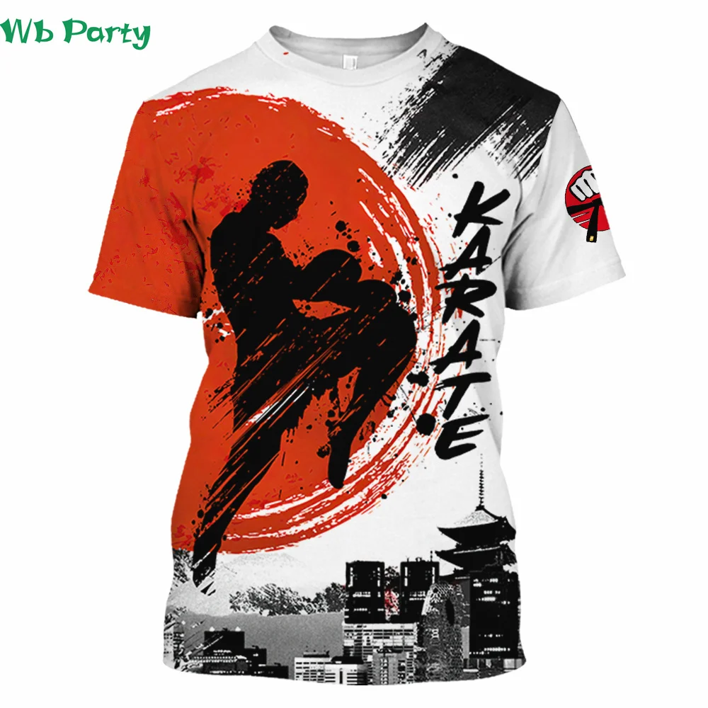 Karate Pattern Print Men's Summer Clothes Men's Dry Fit Shirt Short Sleeve Tee Karate Shirts Graphic Tee Oversized T-shirt Tops