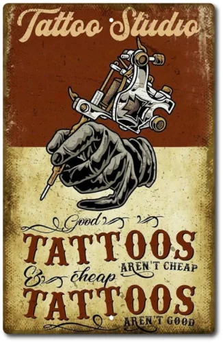 Sign Tattoo Metal Shop TATTOO Studio Wall Decor  SIGN shop Tattoos Vintage Look 1pc sign