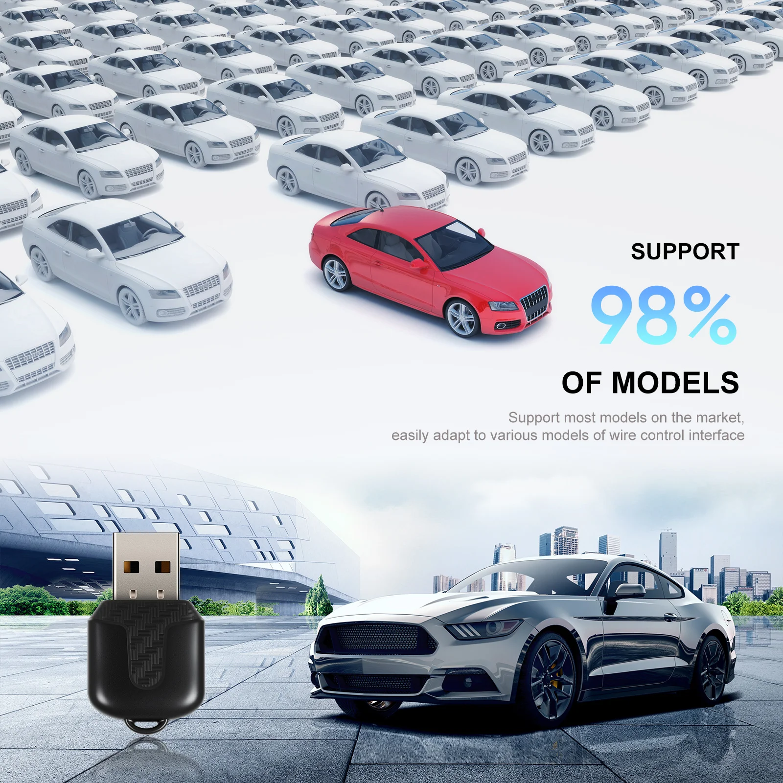 Podofo Wired To Wireless CarPlay Android Auto AI Box Type-C & USB Plug and Play Auto Connect for Car Intelligent Systems Stereo