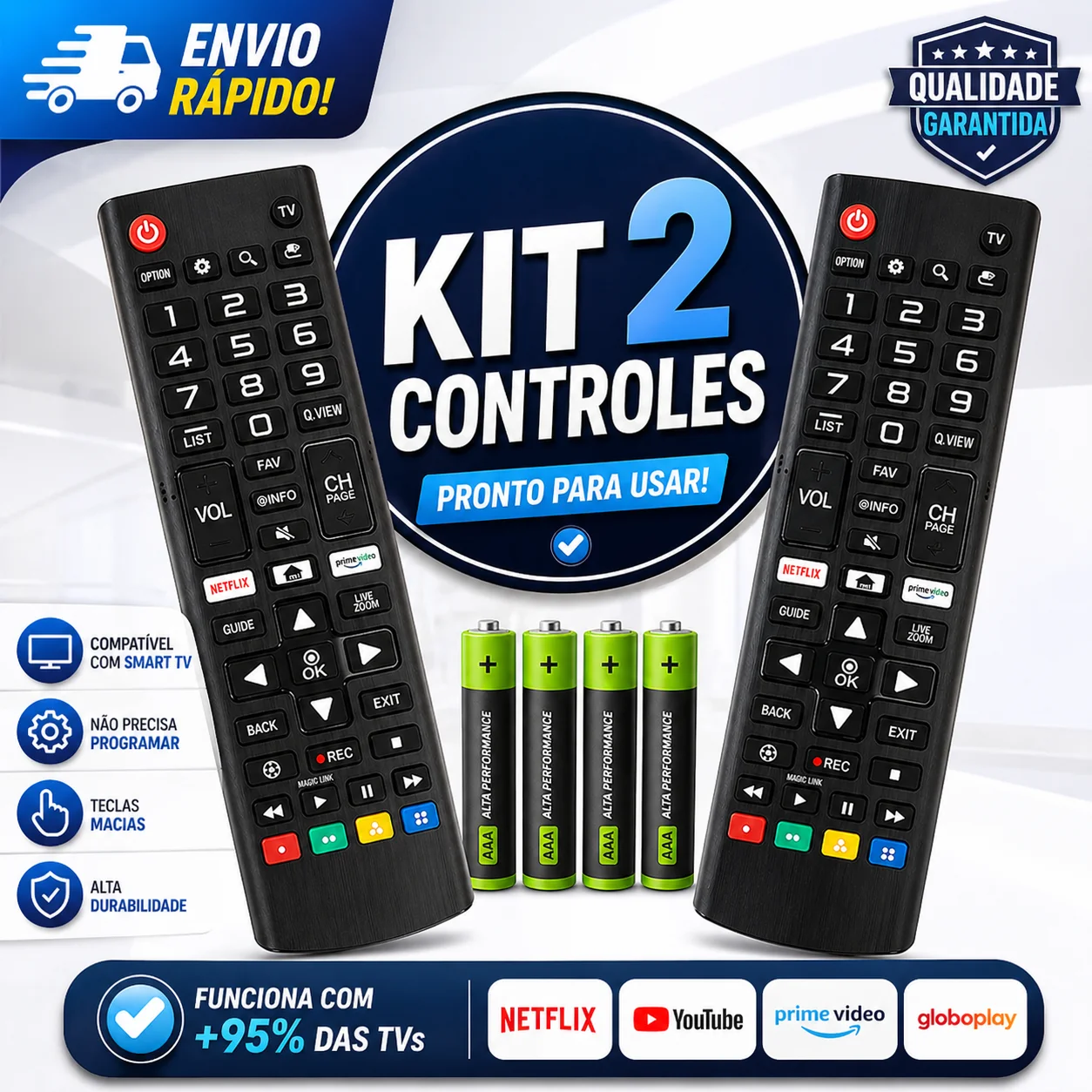 Controle Universal para Smart TV 4K LED LCD, Substituição Perfeita para Vários Modelos, Configuração Fácil e Uso Intuitivo