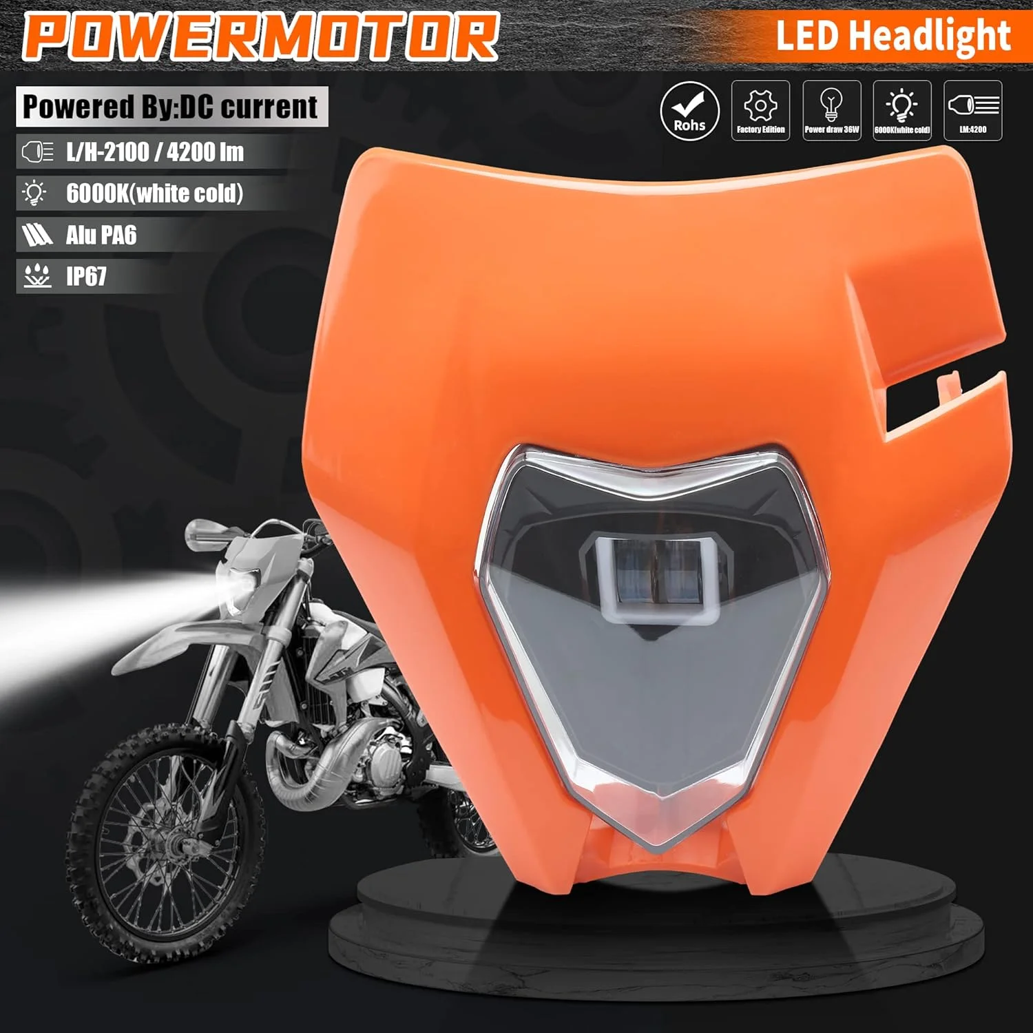 

Motocross LED Headlamp For KTM EXC EXCF SX SXF XC XCF XCW XCFW 125 150 250 300 350 450 530 Motorcycle Headlight Modified Parts