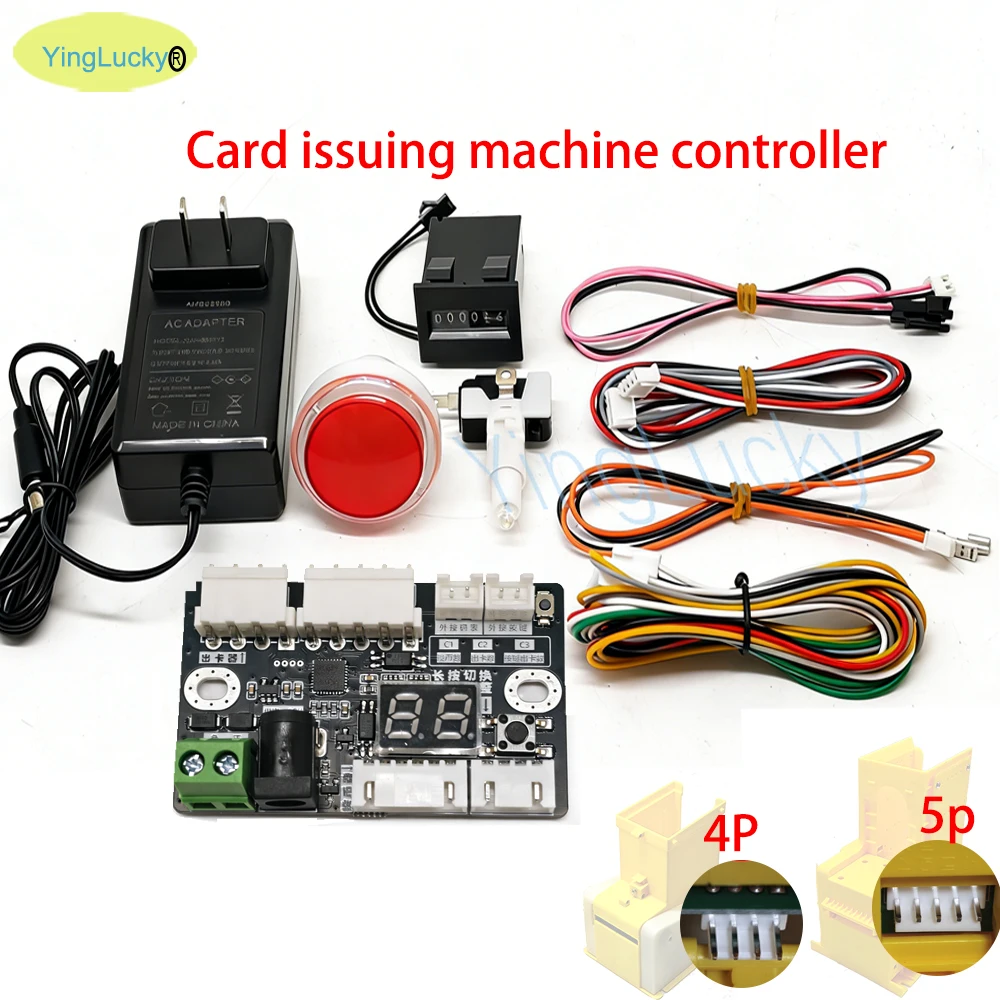 Arcade Dispenser PCB Control Board with Wiring and Connectors — For Vending Machine Card Dispensers