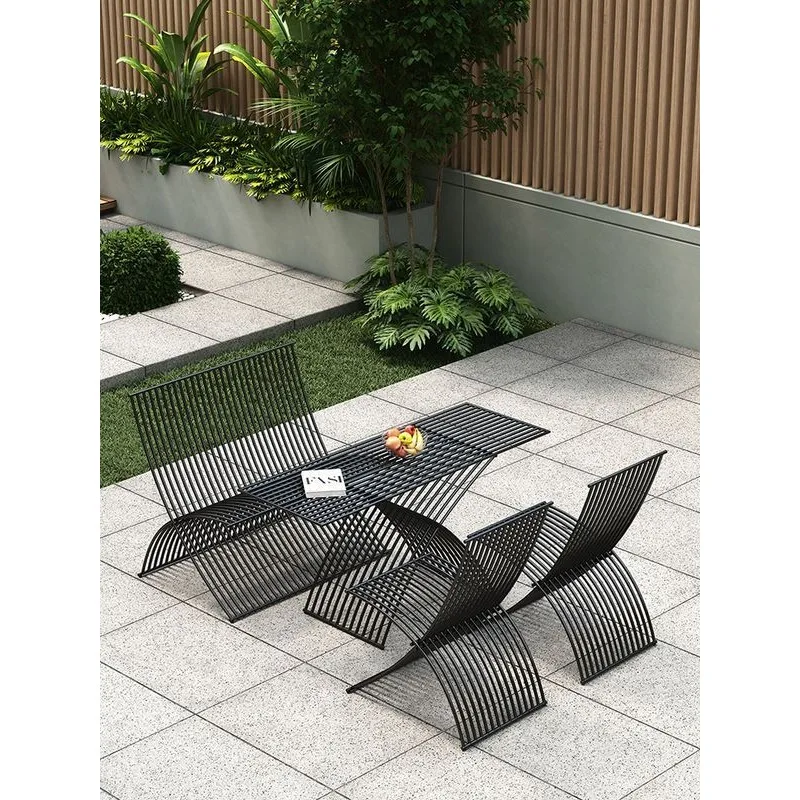 

Nordic Modern Simple Outdoor Iron Folding Table and Chair Combination Open-air Leisure Fashion Chair Outdoor Furniture Set