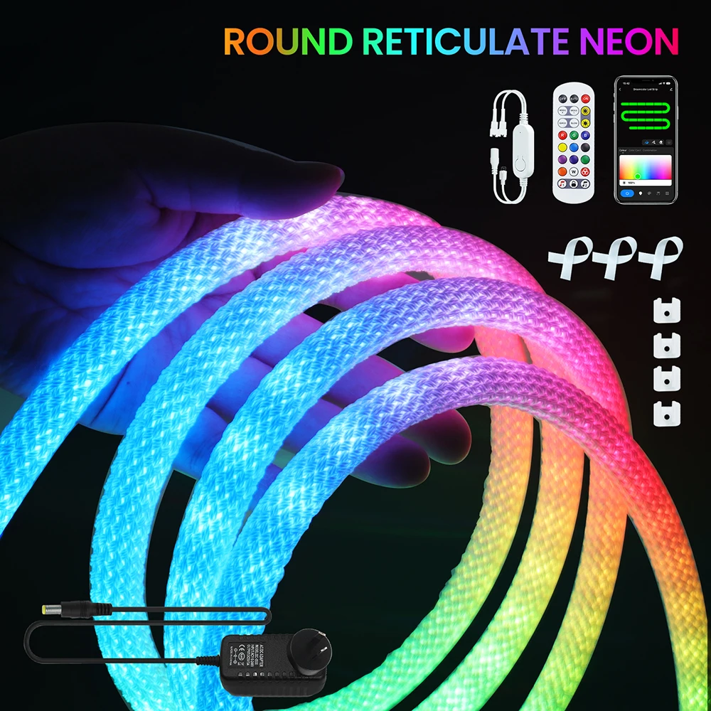 fita-de-led-ws2812b-com-padrao-reticulado-360°-controle-remoto-bluetooth-app-de-17-24-teclas-fita-de-silicone-flexivel-rgb-inteligente-5v