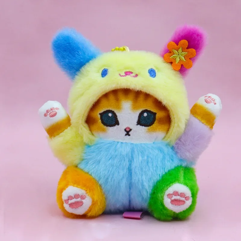 12cm Kawaii dibujos animados gato Cross Dressing serie juguetes de peluche dibujos animados lindo muñeco de peluche mochila colgante decorativo