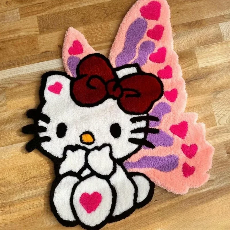 

Плюшевый напольный коврик Hello Kitty Sanrio, милый мультяшный Кот КТ, милый мультяшный нескользящий декоративный прикроватный коврик