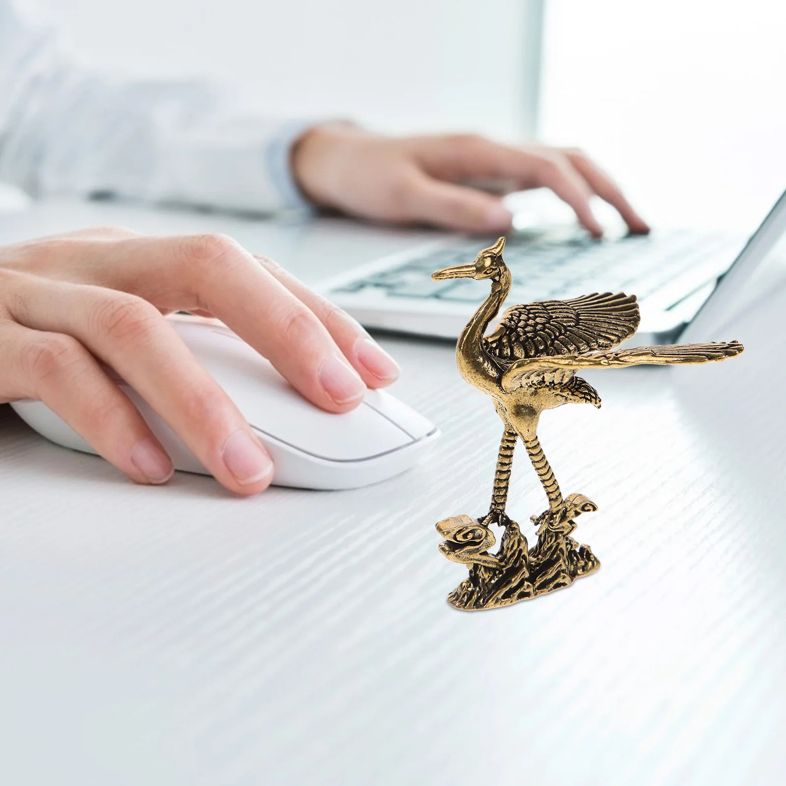 

Handcrafted Bird Ornament Miniature Desktop Decoration Chinese Sculpture Crane Figure Vintage Crane Decor