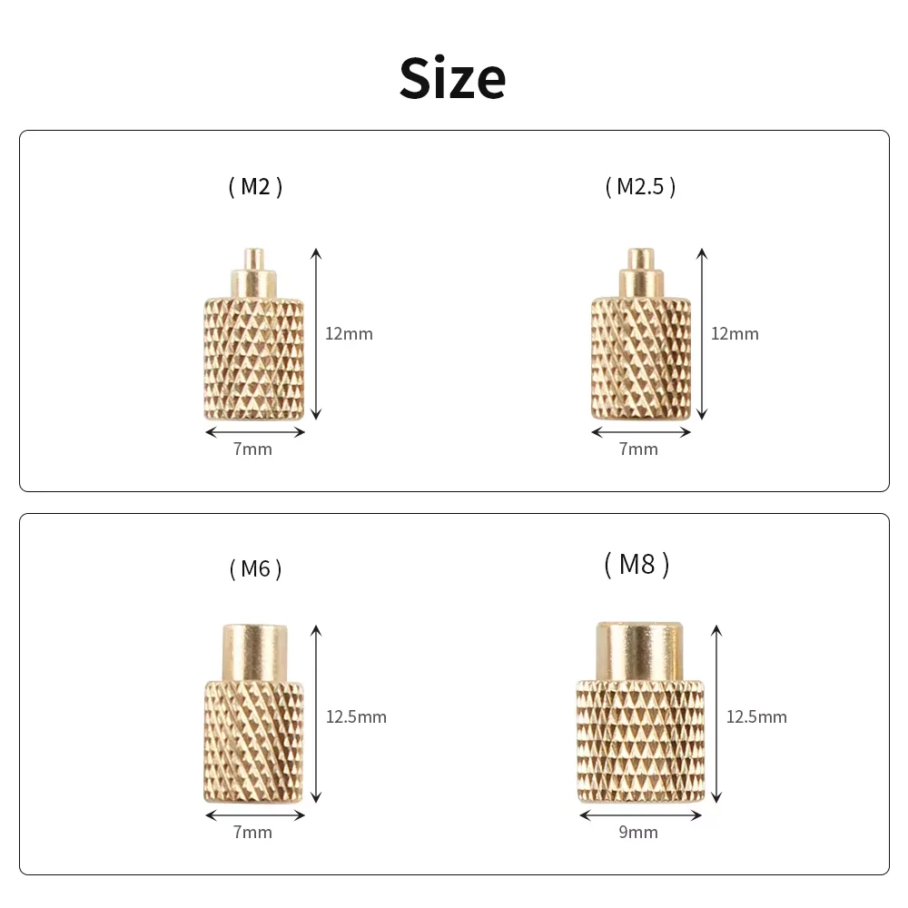 Heat Insert Nut Iron Tip TS100 Soldering Iron Tip Insert Internal Thread Head M2-M8 Brass Hot Melt Insert Nut Insertion Kit