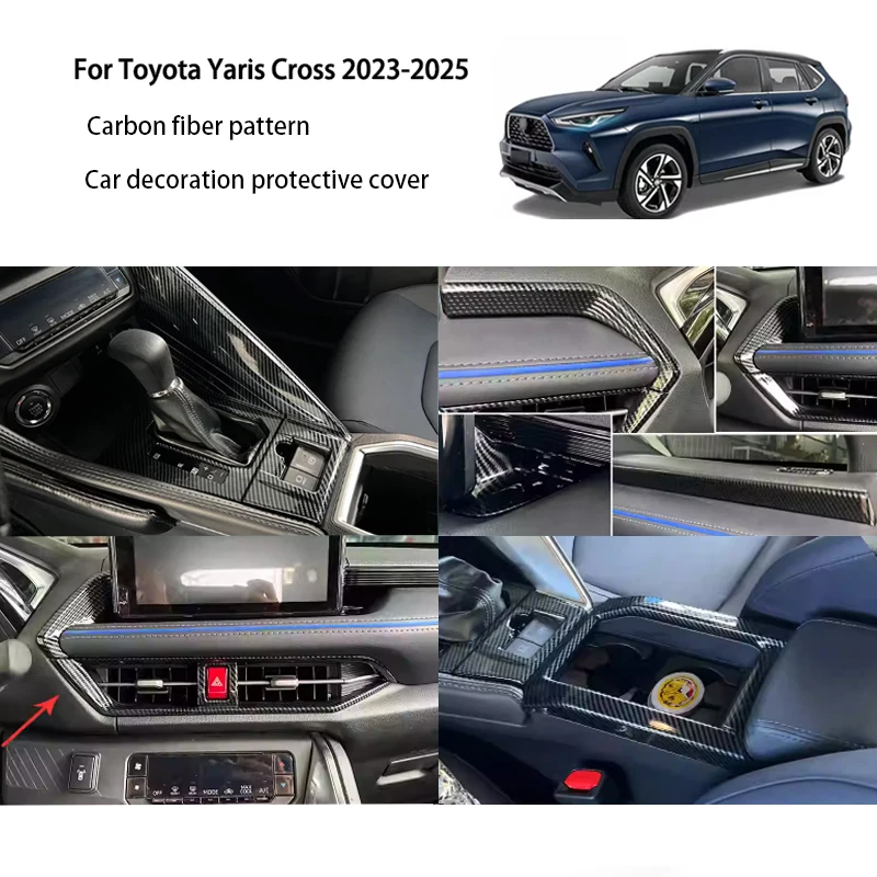 

For Toyota Yaris Cross 2023-2025 Window Switch Panel Gear Shift Frame Inner Door Handle Gear Shift Knob Decorative Strip Sticker
