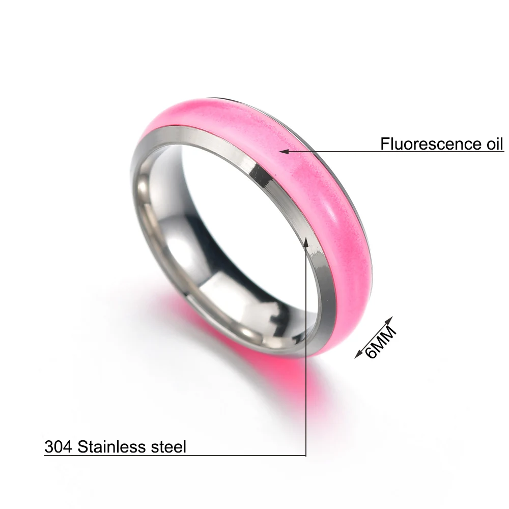 Novelty Stainless Steel Luminous Rings Stainless Steel Noctilucent Tabs Men Ring anillos mujer bague femme