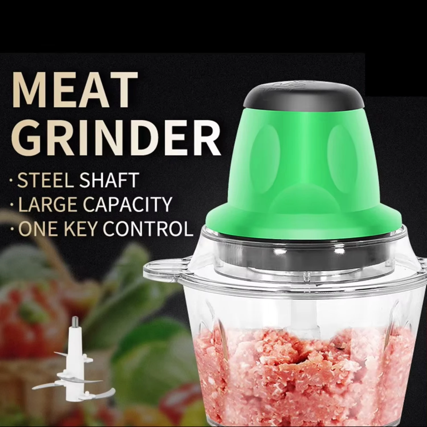 Processador de alimentos liquidificador moedor de carne máquina alho mini picador frutas carne nozes, 1.5l, verde, plugue da ue