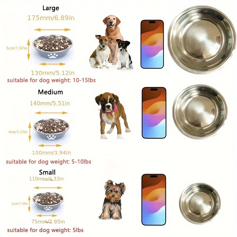 Pet Dog Food Bowl Rice Bowl Stainless Steel Dog Bowl Dog Bowl Drinking Water Bowl anti-tip Large Dog Cat Bowl Water Bowl - view 5