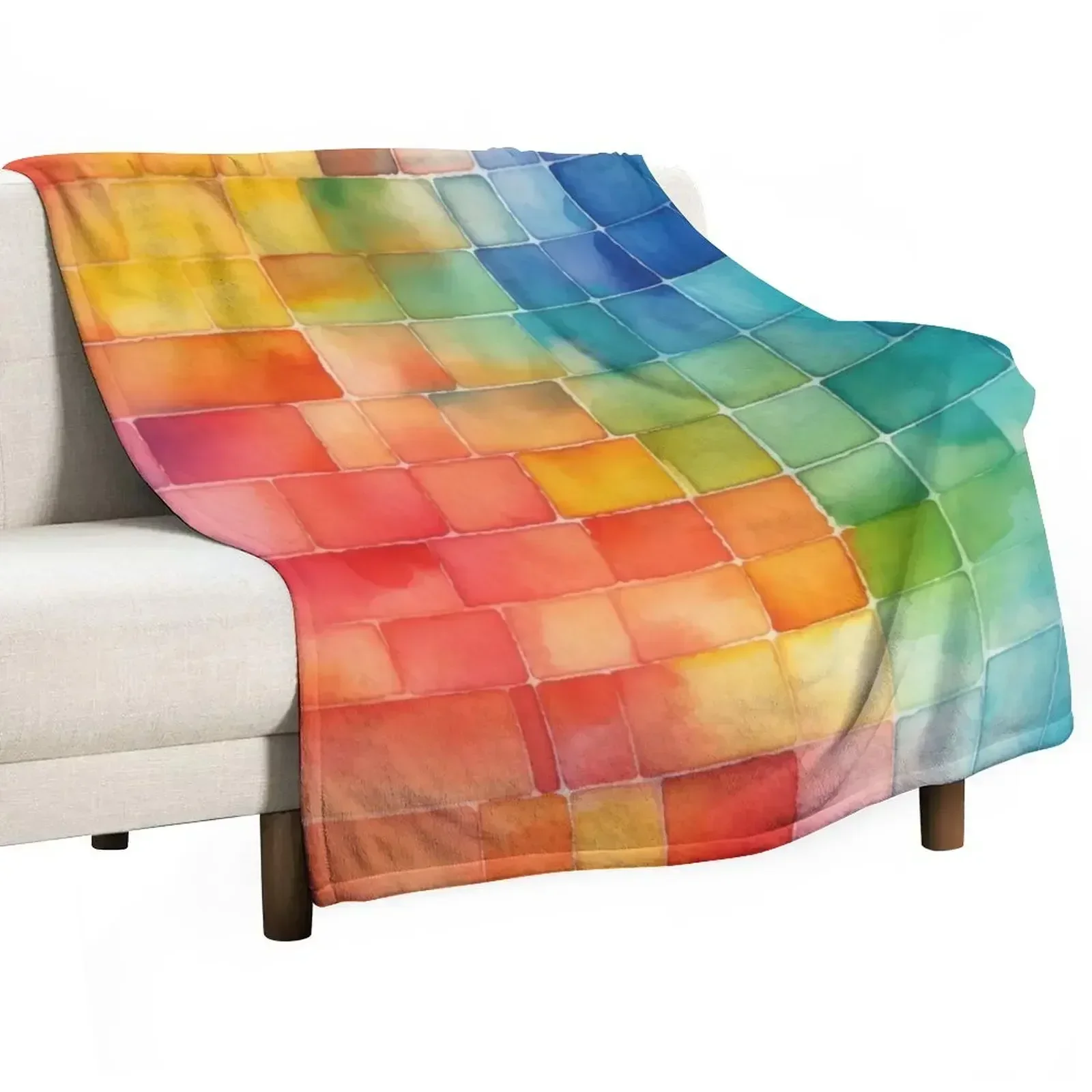 Colorful Mosaic Tiles Throw Blanket Hairy For Baby Picnic Blankets For Baby warm winter Weighted Blankets
