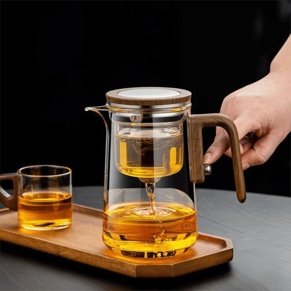One Click Magnetic Switch Water Separation Inner Container Teapot Clear Glass Tea Separation Filtration Pot 600/800 ML