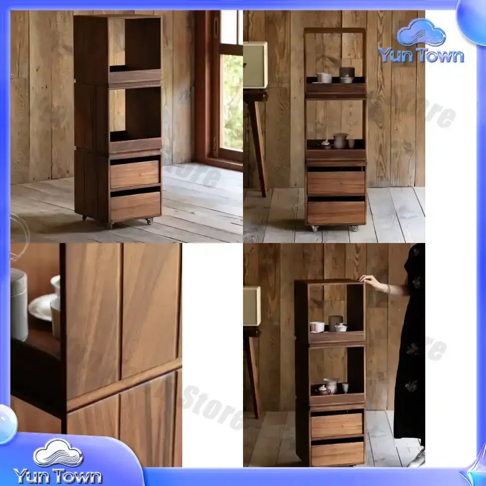Fan Ru Solid Wood Cabinet Modern Design Teacup Storage Dental Cabinet Living Room or Villa Black Walnut