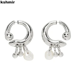 Front and back tassel pearl pendant earrings design stylish women's geometric simple earrings new accessories jewelry gifts