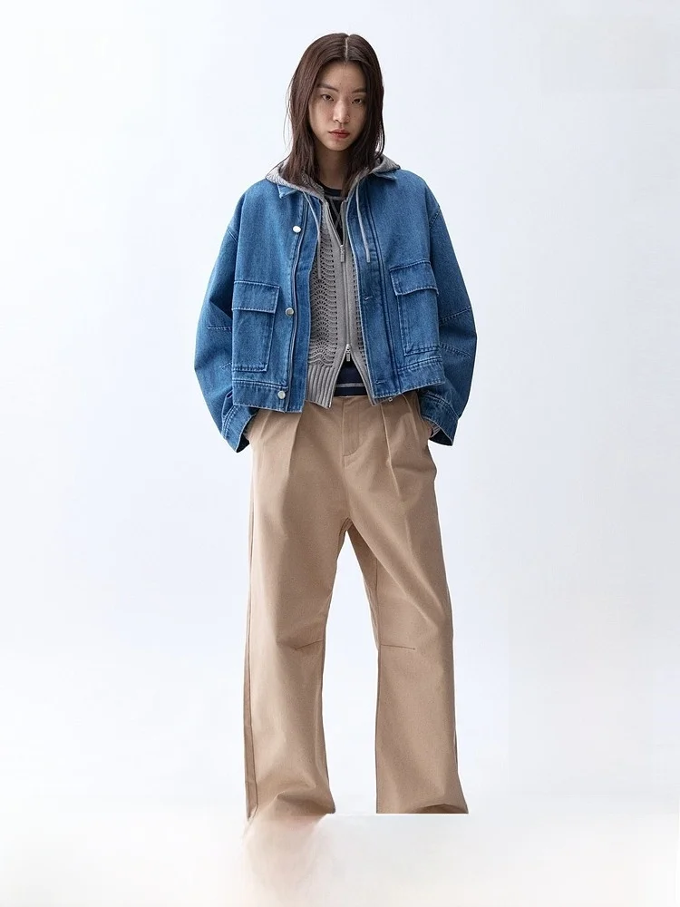 

Новинка весенней коллекции: Женская джинсовая куртка HM2026, приталенный крой, 100% хлопок, короткая верхняя одежда с пуговицами и карманами