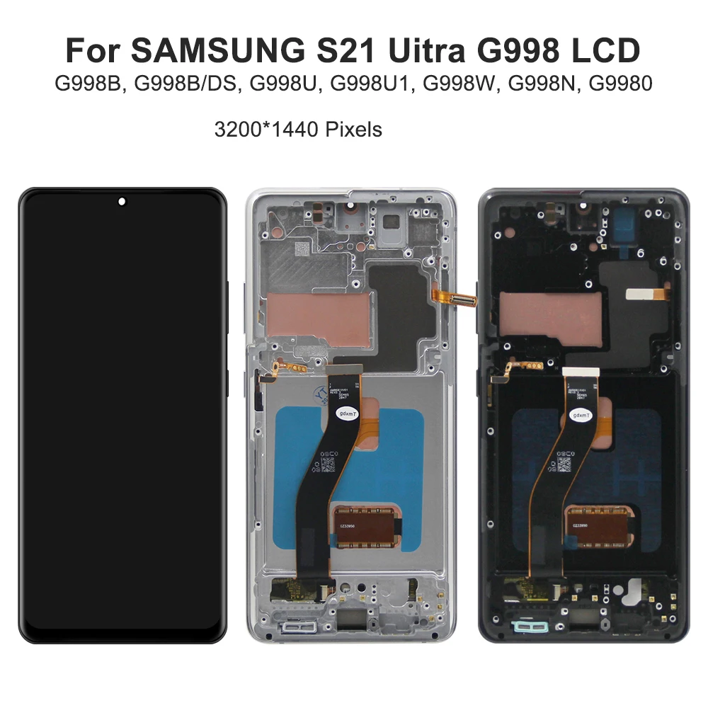 S21 Ultra For AMOLED For Samsung S21 Ultra 5G G998B G998U G998W LCD Display Touch Screen Digitizer Assembly Replacement