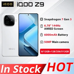 Телефон iQOO Z9 5G Snapdragon 7 Gen 3 с двумя SIM-картами, 6,78 дюйма, 80 Вт, быстрая зарядка, 6000 мАч, б/у