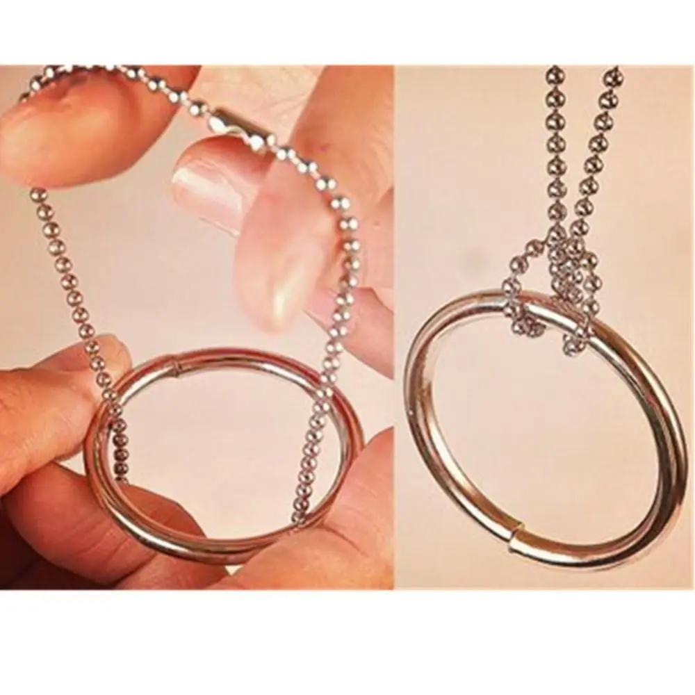 1PC Ring And Chain (Large Ring) Magic Tricks Street Close Up Illusion Prop Metal Knot Ring On Chain Game Show Play Toy