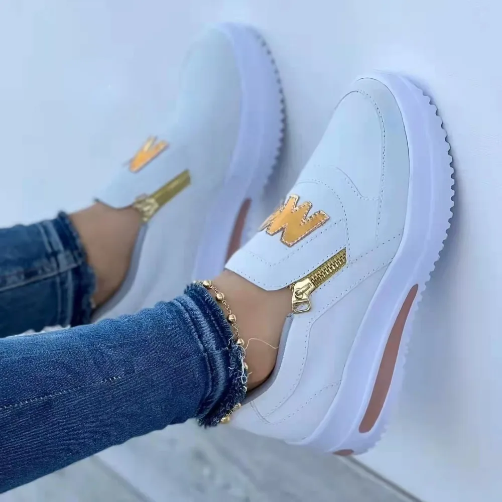 Women Flats Platform Shoes Women Elegant Shoes Woman Autumn Casual Zipper Sneakers Shoes Women Lightweight