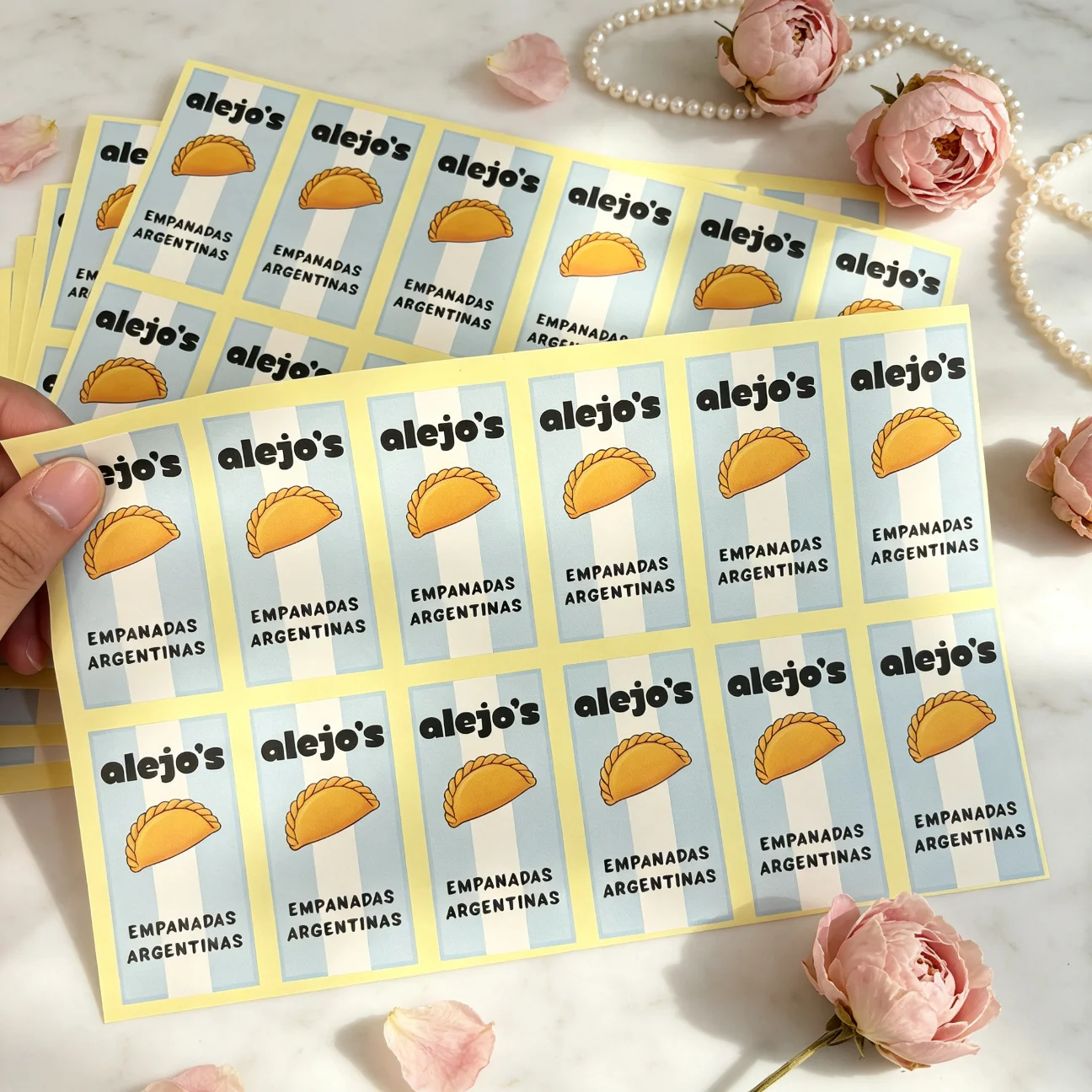 Custom Printed Rectangular Adhesive Stickers, Design Your Own Labels for Wedding, Birthday & Baptism Events