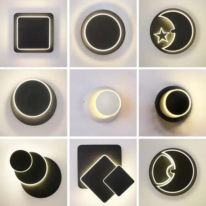 

LED bedroom bedside wall lamp, simple modern creative moon can rotate stairs aisle living room background