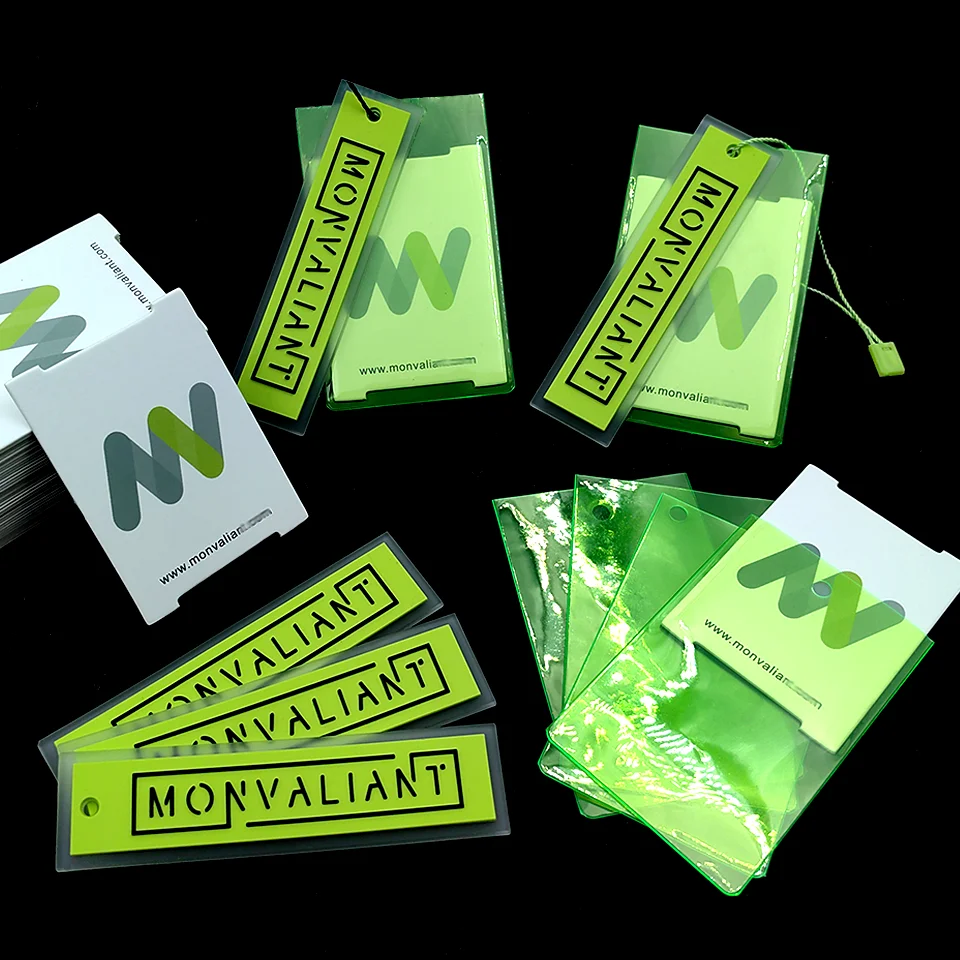 Custom Eco-friendly Clothing Hanging Tag 3D LOGO Rubber/Silicon Label Thick Paper Card with PVC Bags