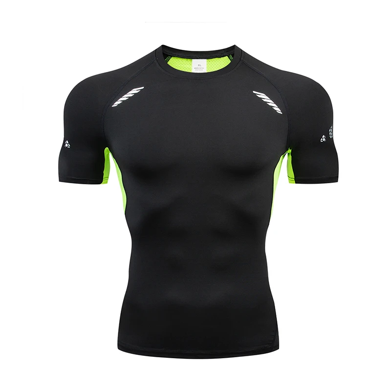

High-quality breathable men's fitness sports shirt - quick-drying sweat-absorbing running tight-fitting clothing - suitable for
