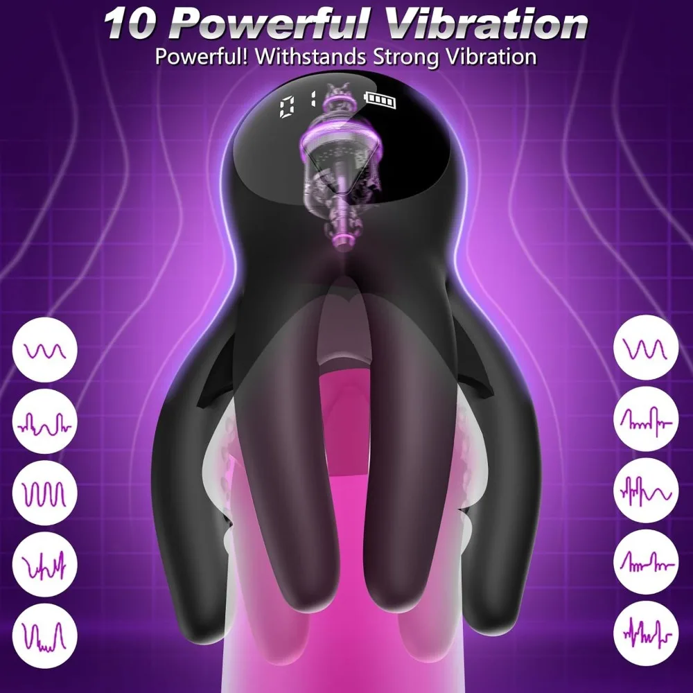 LED 8-Claw Octopus Male Masturbator App Controlled Strong Shock Penis Ring Adult Sex Toy for Men Dildo Monster