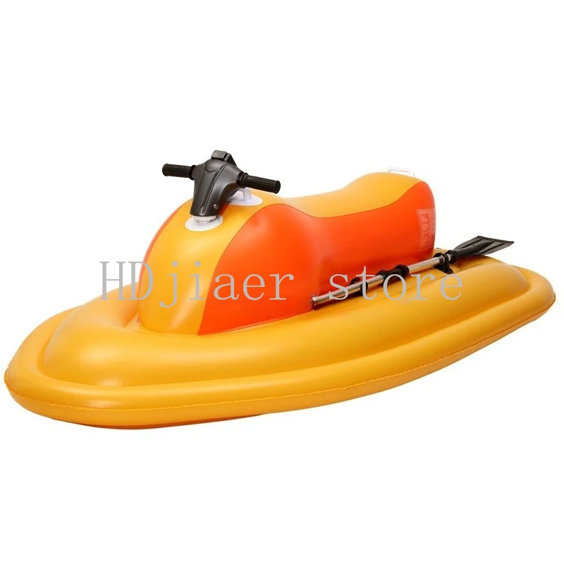 

Household power inflatable motorboat water toy with free turning handle for water propulsion