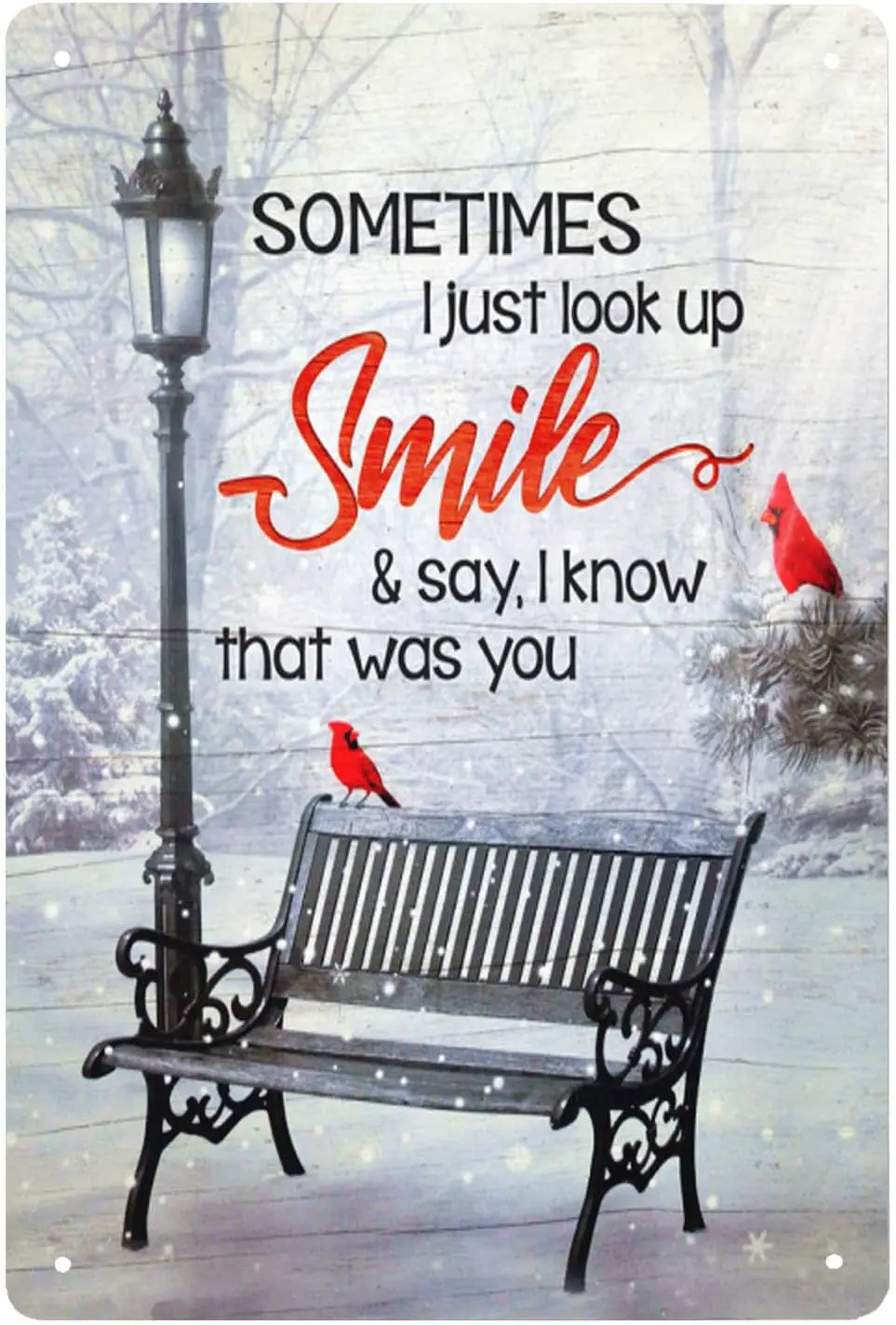 Super durable Cardinal Bird1 Vintage Tin Sign Sometimes I Just Look Up Smile and Say I Know That was You-Retro Bedroom Wall Deco