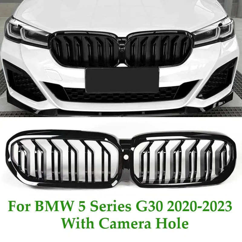 

5 Series G30 G38 Dual Slats Kidney Grill For BMW 520i 520d 530i 530d 540i F90 M5 LCI Facelift 2021-2023 Front Bumper Grilles