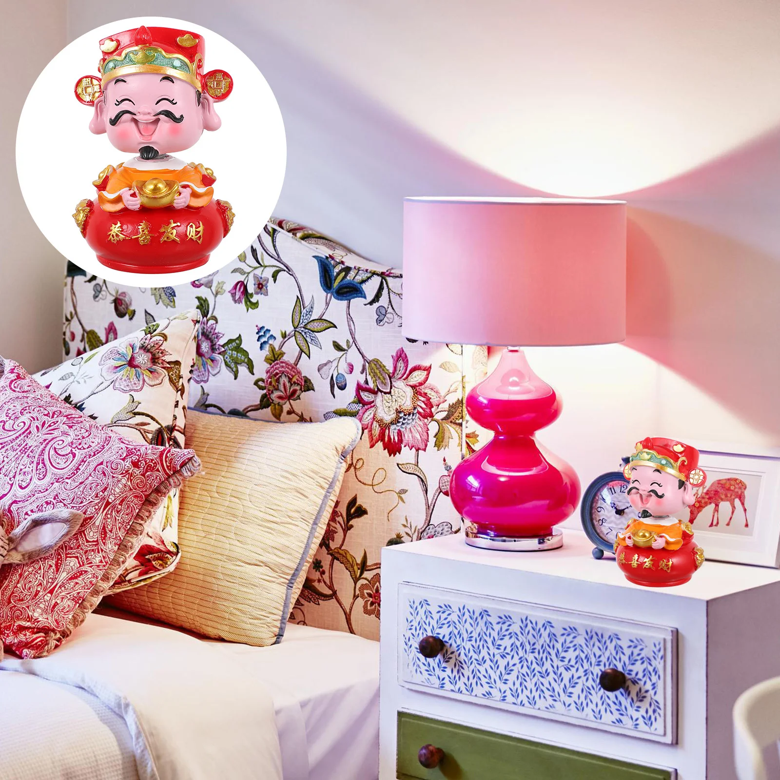 

Shaking Head God of Fortune Resin Craft Unique Design Desktop Car Home Office Decor Chinese New Year Gift for 2022 Year of The