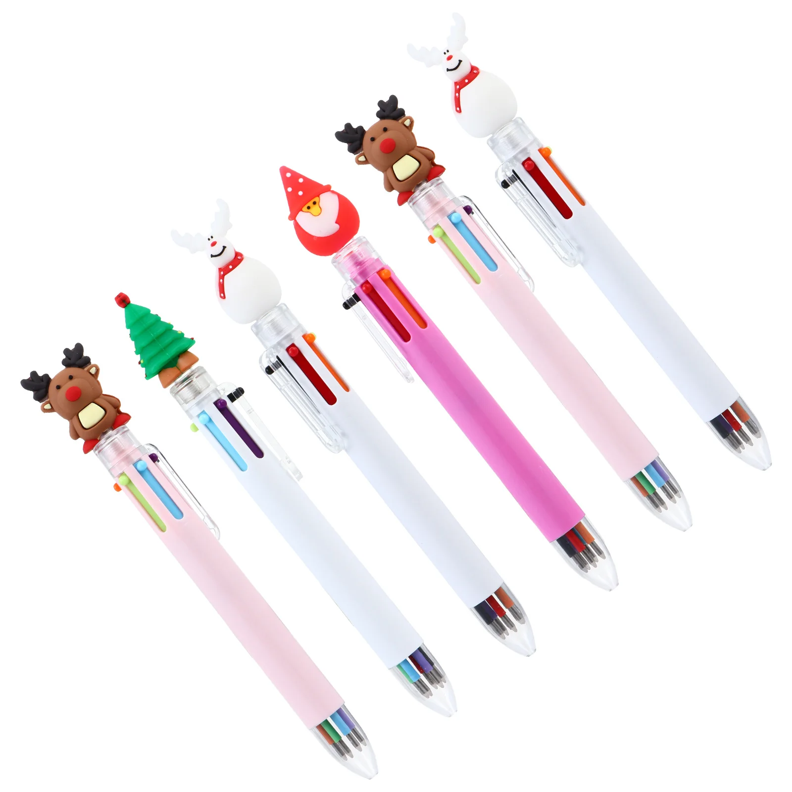 6pcs Christmas Gel Pens Creative Festival Writing Pens Smooth Ink Cartoon Design Xmas Pen Gift Plastic Stationery For