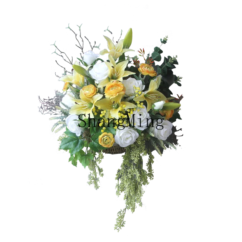 CL modern light luxury natural style home wall hanging flower basket simulation wall decoration fake flower podium flower