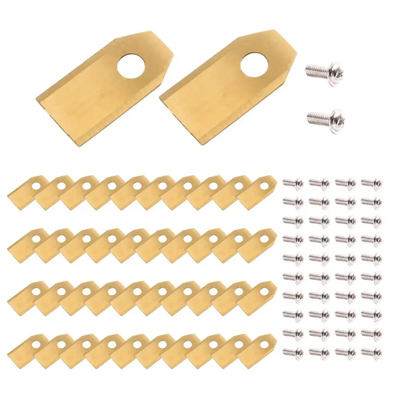 ABRU-42PCS Replacement Blades For ECOVACS Goat G1 O500, O800, O1200, G1-800, G1-1600 Robotic Lawn Mower With Screws Gold