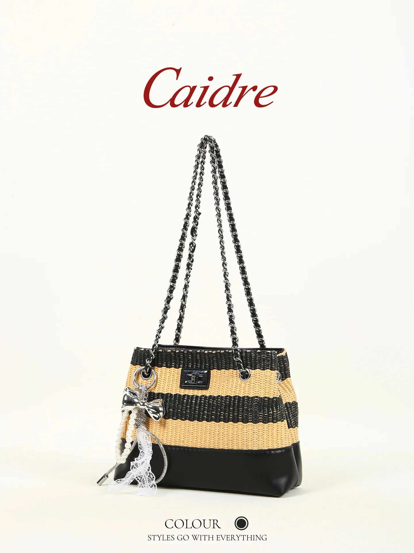 

Caidre Women's Summer Commute Straw Weaving Bag Diagonal Shoulder Bag Underarm Bag Korean Style Fashion Handbag Medium Size