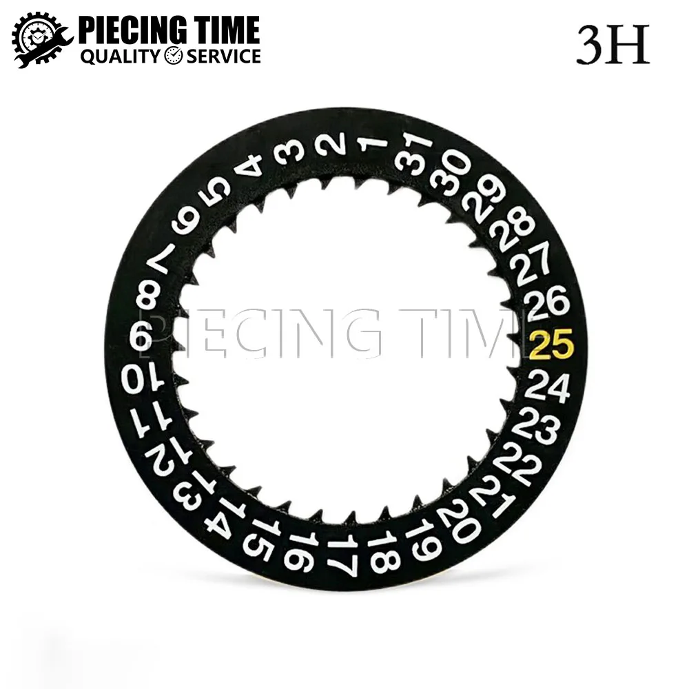 Black & White Date Day Wheel, Arabic Numeral Dial Compatible with NH35 NH36 Automatic Movement