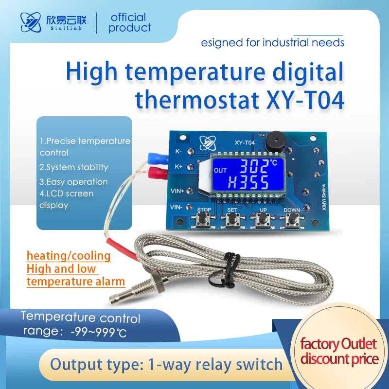 WIFI Remote High Temperature Digital Thermostat K Type Thermocouple High Temperature Controller -99~999 degrees XY-T04