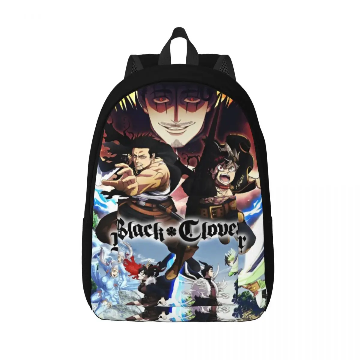 Mochila de Anime Black-Clovers para hombre y mujer, bolso de lona para el trabajo, estudiantes, aventura, fantasía, ordenador portátil, deportes