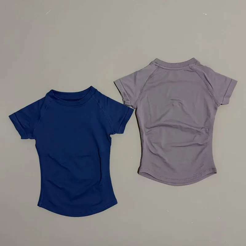 HISTELLO Df Solid Color Sports Short Sleeve Top Women Seamless Yoga Clothing Fitness T Shirts Gym Leotard Workout Sports Vest image 3