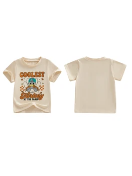 Toddler Thanksgiving Turkey Print T-Shirt 5 Sleeve Turkey Boys Turkey-Print Thanksgiving Shirt T Print Short Sleeve Sleeve Turkey Toddler Boys Girls 5
