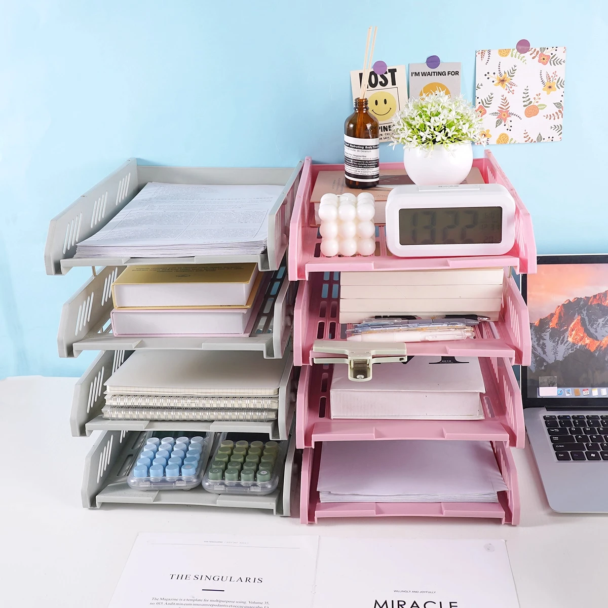 Office A4 File Rack Storage Box Desktop Stationery Thickened File Storage Rack Multi-Layer Document Organizer Storage Rack
