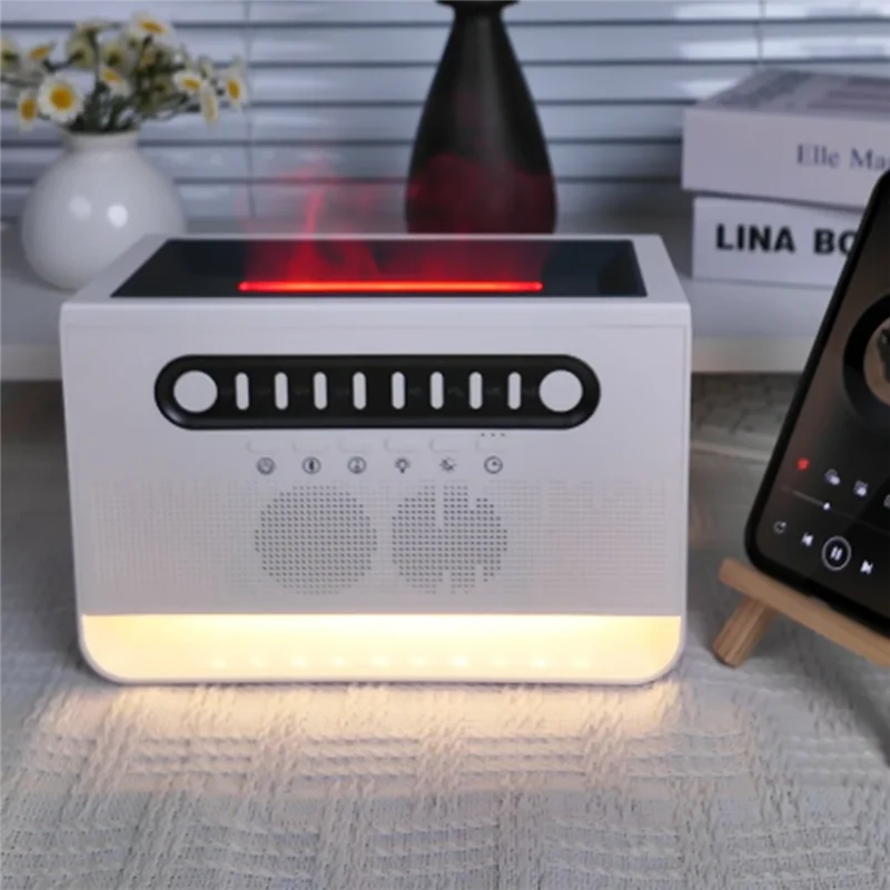 A68M-مكبر صوت بلوتوث مرطب للزيوت العطرية مع 7 ضوء ليلي ملون RGB تأثير لهب ملون