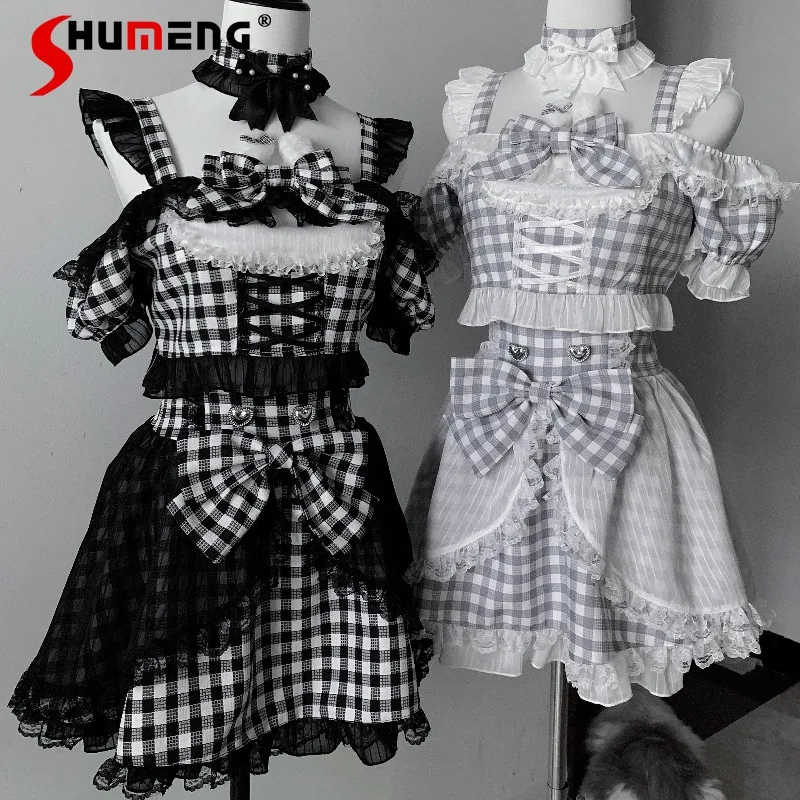 

Japanese Lolita Soft Girl Gothic Style Singing Costume Top And Skirt 2-Piece Set Autumn New Arrivals Rojita Sweet Cute Outfits
