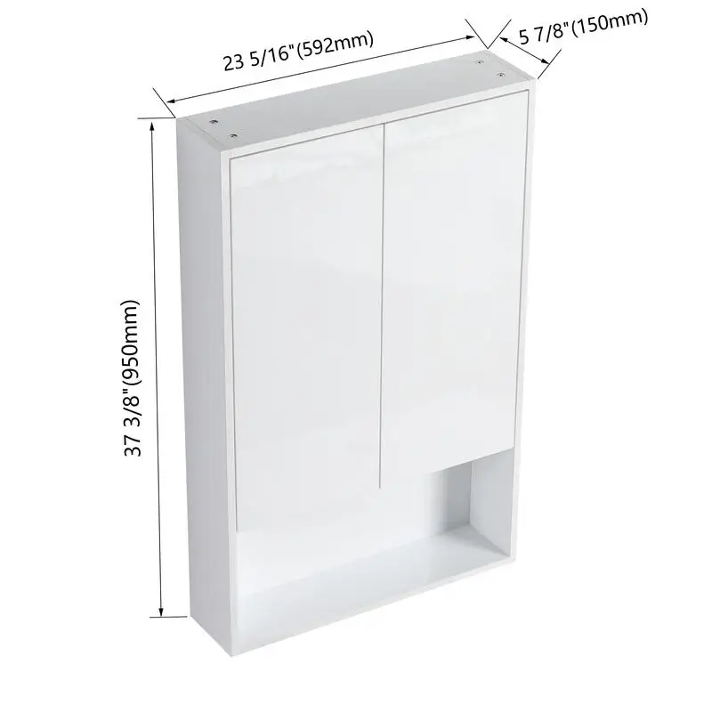 خزانة حائط للحمام مقاس 24 بوصة، أبواب مغلقة ناعمة، تصميم عائم، أبيض لامع، تعبئة KD، حل تخزين حديث للحمام