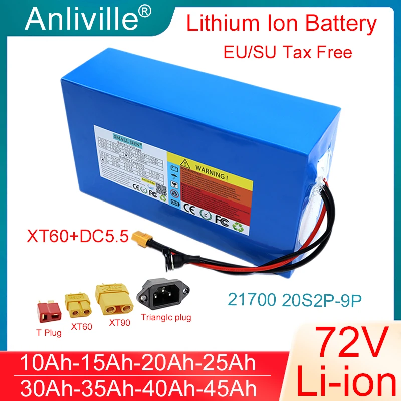 

New 72V 10Ah 20Ah 30Ah 35Ah 40Ah 45Ah 21700 20S lithium battery pack 3500W motor For E-motorcycles tricycles