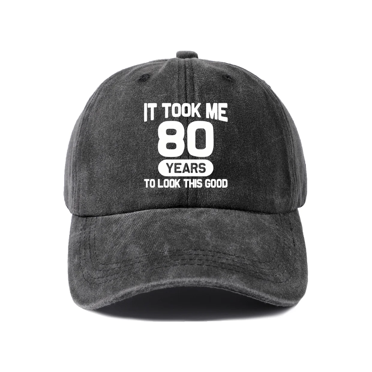 Retro Typography Graphic Baseball Cap, Vintage Washed Adjustable Unisex Dad Hat, Streetwear Gift